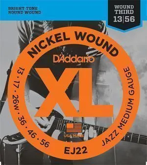 D'Addario EJ22 XL Nickel Wound (13-56) Комплект струн для электрогитары Jazz Medium.