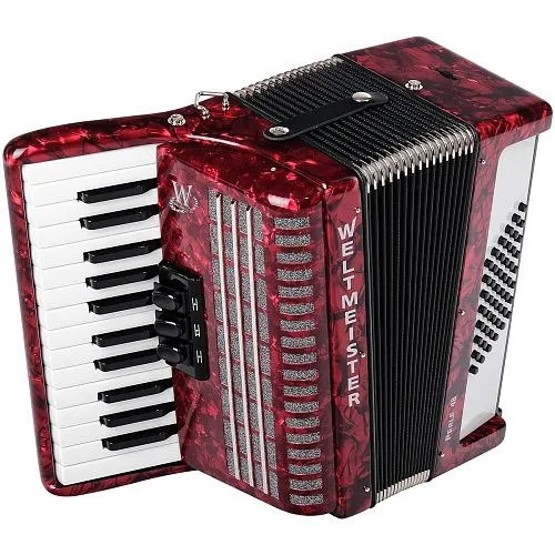 Weltmeister Perle-II-48/26-RD Perle Аккордеон 26/48/II/3, красный, с ремнями и футляром.