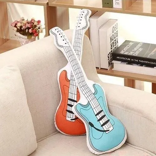 Подушка декоративная Синяя электрогитара. Размер 70 см.