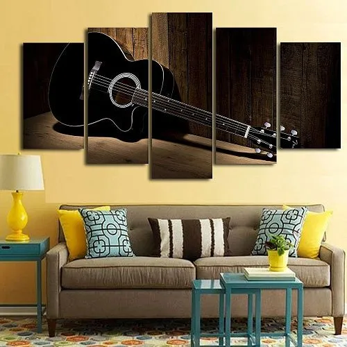 Картина модульная из 5 частей. Акустическая гитара. 2 шт (20x30 см), 2 шт (20x45 см), (20x50 см).