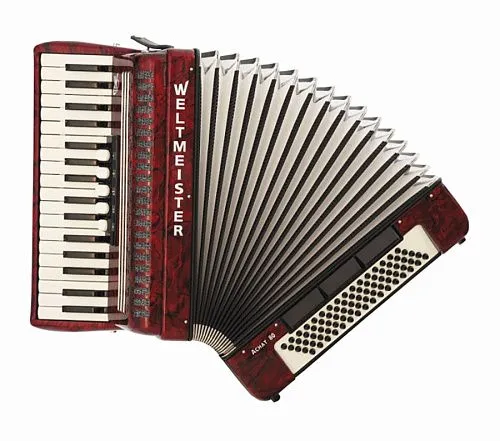 Weltmeister Achat-III-80/34-RD Achat 80 Аккордеон 34/80/III/5/3, красный, с ремнями и футляром.