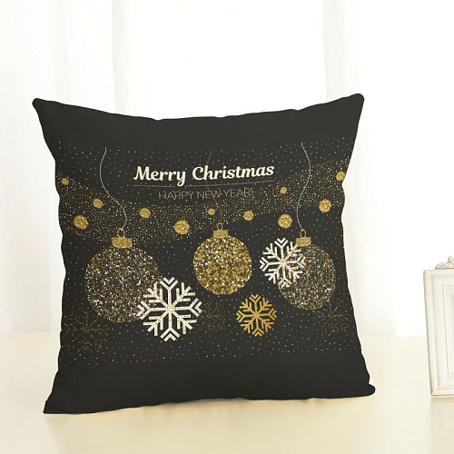 Чехол на декоративную подушку. Merry Christmas. Шарики. Хлопок. Размер 45 х 45 см.